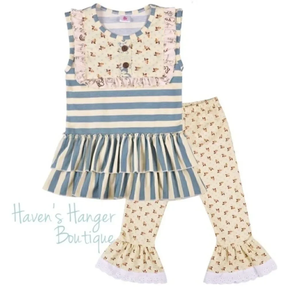 2pc. Stripes & Floral Pant Set #3